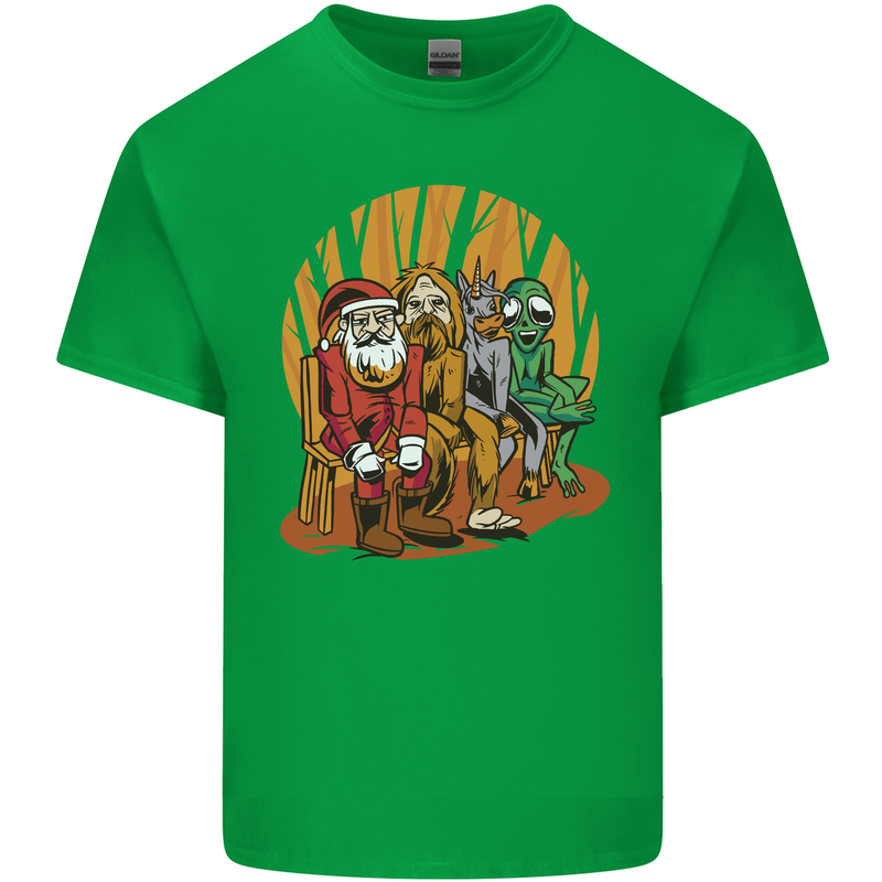 Christmas Santa Claus Bigfoot Unicorn Alien Mens Cotton T-Shirt Tee Top Irish Green