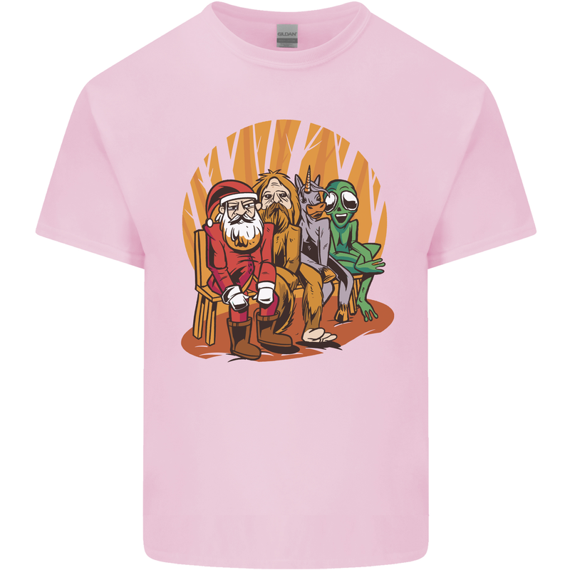 Christmas Santa Claus Bigfoot Unicorn Alien Mens Cotton T-Shirt Tee Top Light Pink