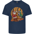Christmas Santa Claus Bigfoot Unicorn Alien Mens Cotton T-Shirt Tee Top Navy Blue