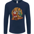 Christmas Santa Claus Bigfoot Unicorn Alien Mens Long Sleeve T-Shirt Navy Blue