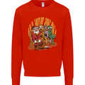 Christmas Santa Claus Bigfoot Unicorn Alien Mens Sweatshirt Jumper Bright Red