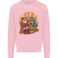 Christmas Santa Claus Bigfoot Unicorn Alien Mens Sweatshirt Jumper Light Pink
