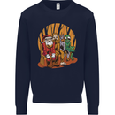 Christmas Santa Claus Bigfoot Unicorn Alien Mens Sweatshirt Jumper Navy Blue