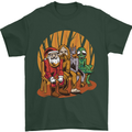 Christmas Santa Claus Bigfoot Unicorn Alien Mens T-Shirt Cotton Gildan Forest Green
