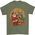 Christmas Santa Claus Bigfoot Unicorn Alien Mens T-Shirt Cotton Gildan Military Green