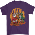 Christmas Santa Claus Bigfoot Unicorn Alien Mens T-Shirt Cotton Gildan Purple