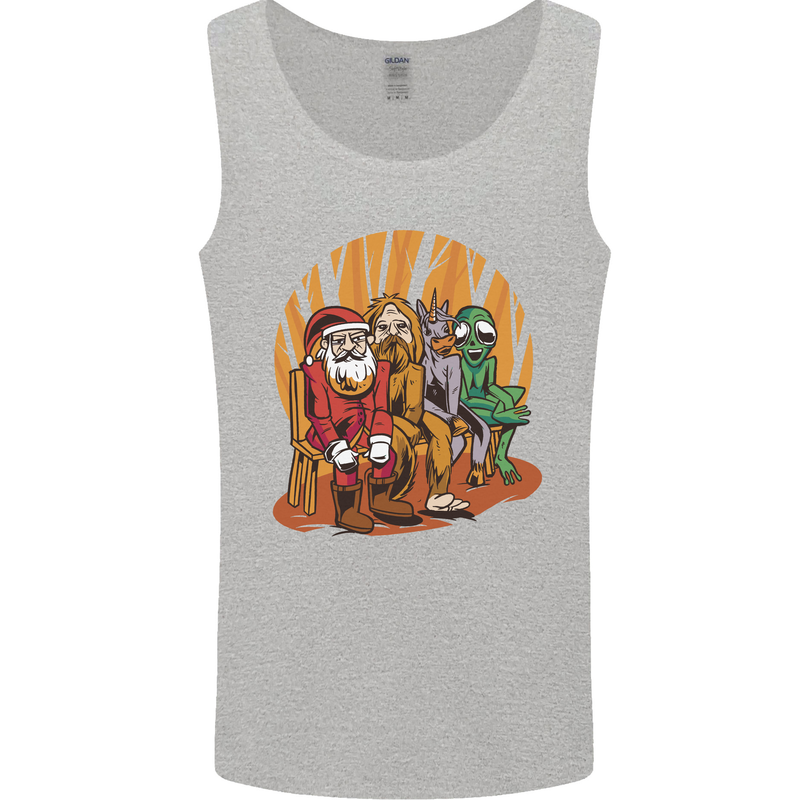 Christmas Santa Claus Bigfoot Unicorn Alien Mens Vest Tank Top Sports Grey