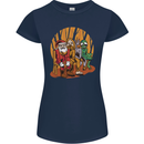 Christmas Santa Claus Bigfoot Unicorn Alien Womens Petite Cut T-Shirt Navy Blue