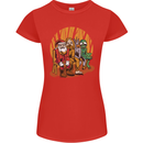 Christmas Santa Claus Bigfoot Unicorn Alien Womens Petite Cut T-Shirt Red