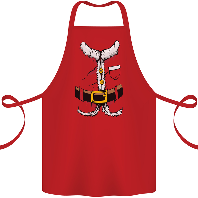 Christmas Santa Claus Fancy Dress Costume Cotton Apron 100% Organic Red