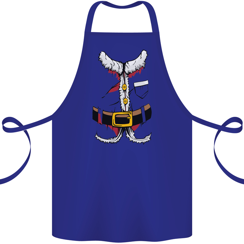 Christmas Santa Claus Fancy Dress Costume Cotton Apron 100% Organic Royal Blue