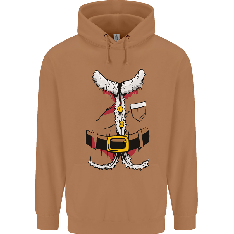 Christmas Santa Claus Fancy Dress Costume Mens 80% Cotton Hoodie Caramel Latte