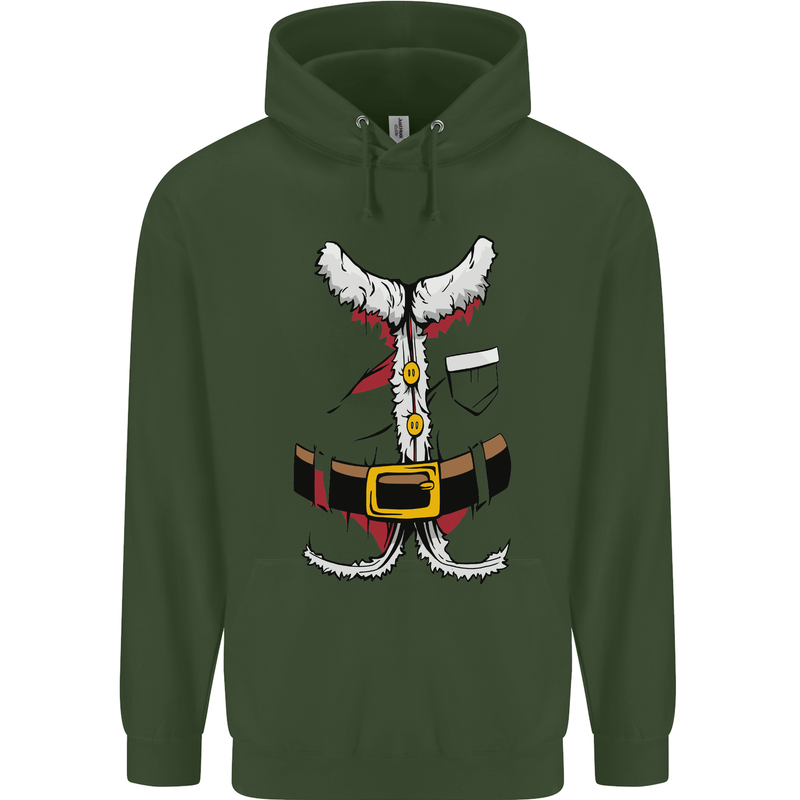 Christmas Santa Claus Fancy Dress Costume Mens 80% Cotton Hoodie Forest Green