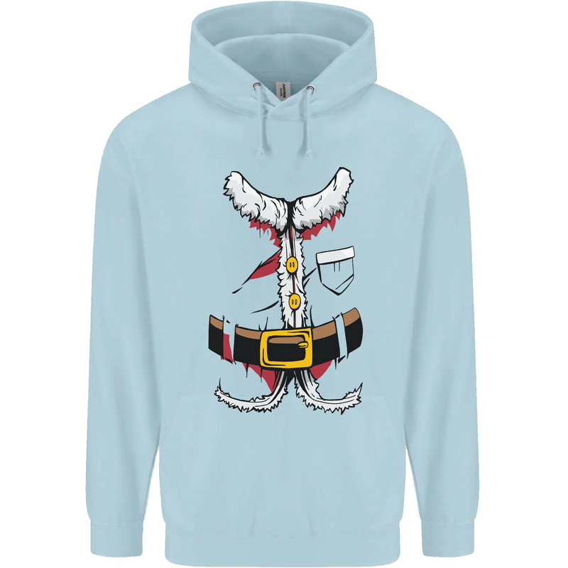 Christmas Santa Claus Fancy Dress Costume Mens 80% Cotton Hoodie Light Blue