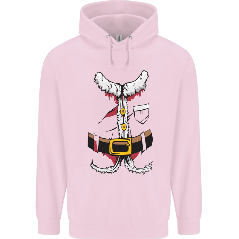 Christmas Santa Claus Fancy Dress Costume Mens 80% Cotton Hoodie Light Pink