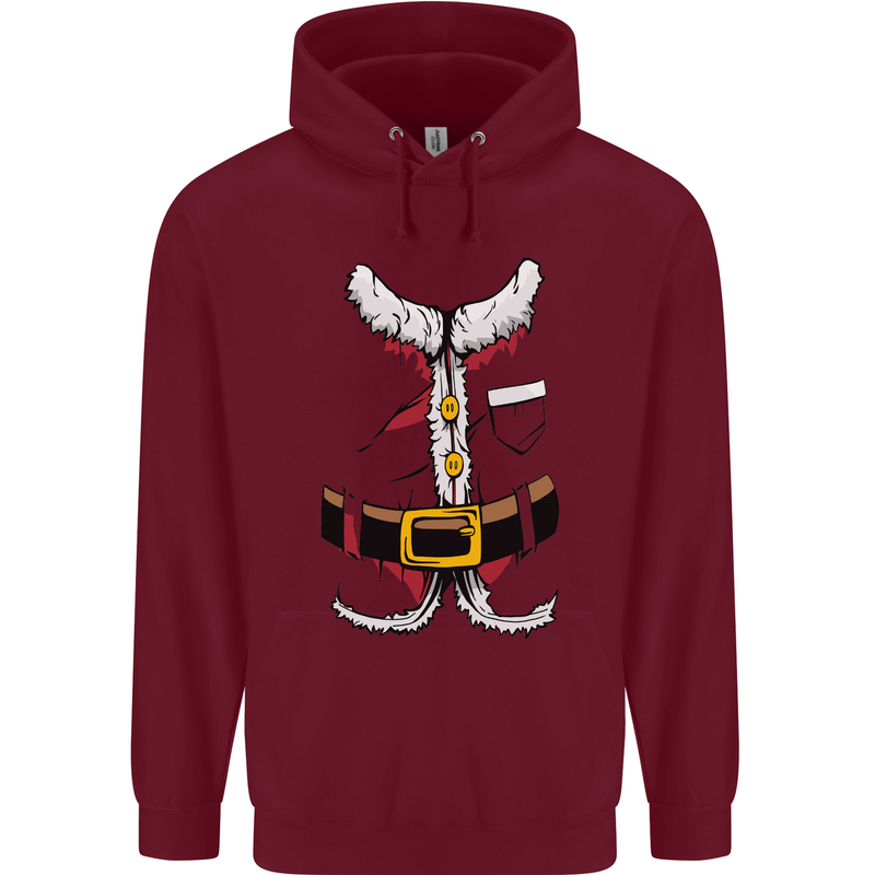 Christmas Santa Claus Fancy Dress Costume Mens 80% Cotton Hoodie Maroon