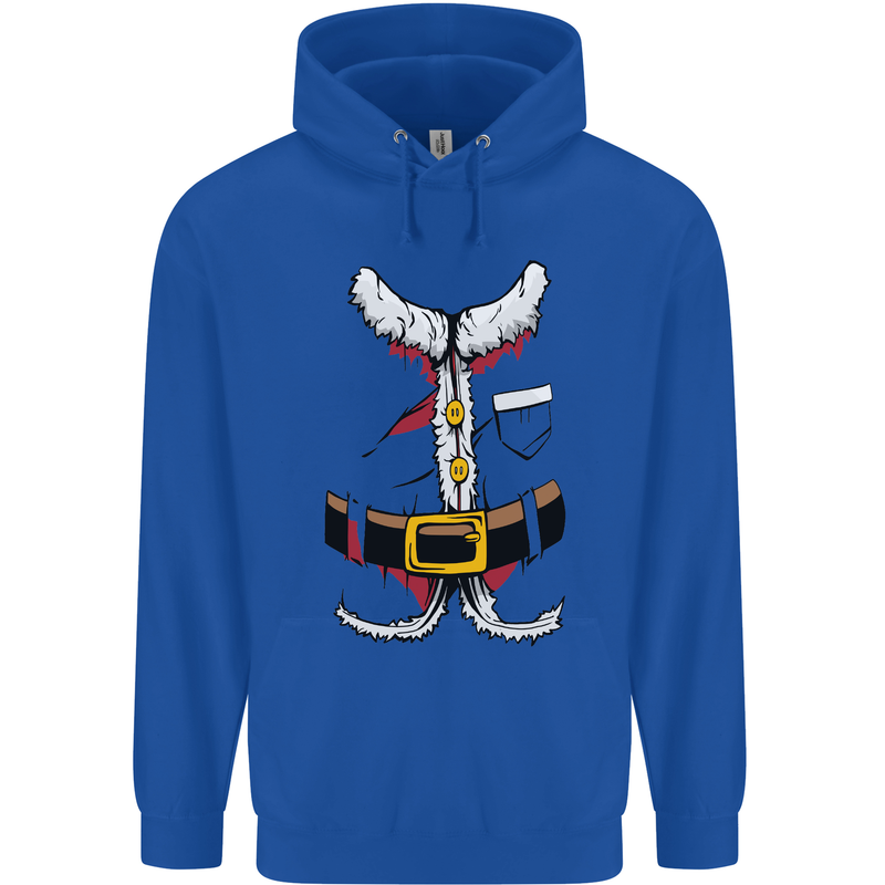Christmas Santa Claus Fancy Dress Costume Mens 80% Cotton Hoodie Royal Blue