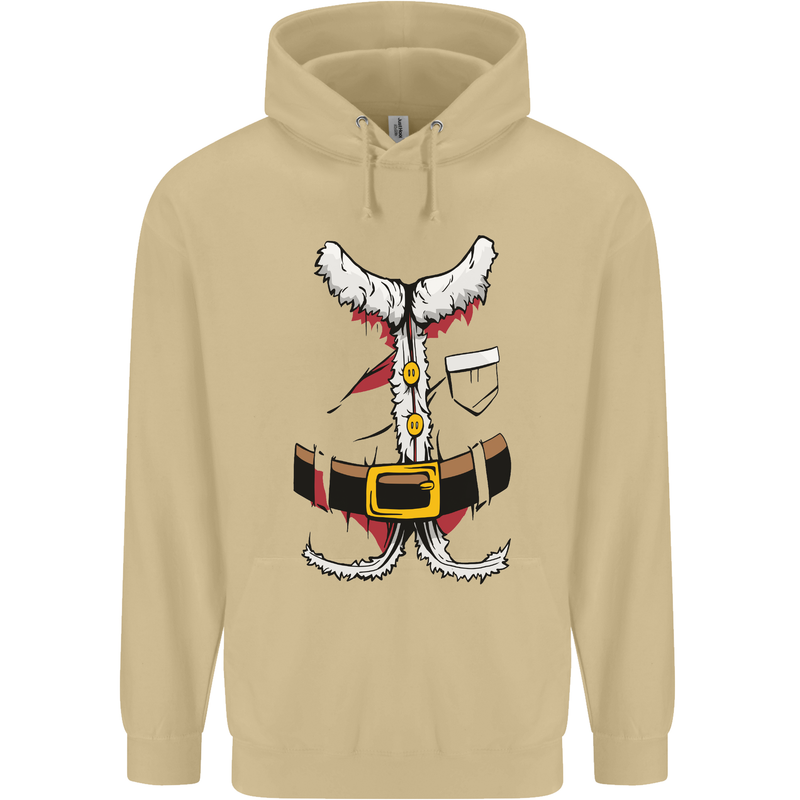 Christmas Santa Claus Fancy Dress Costume Mens 80% Cotton Hoodie Sand