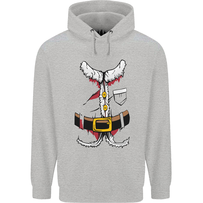 Christmas Santa Claus Fancy Dress Costume Mens 80% Cotton Hoodie Sports Grey