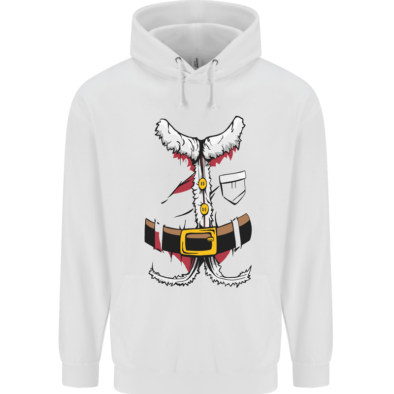 Christmas Santa Claus Fancy Dress Costume Mens 80% Cotton Hoodie White