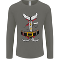 Christmas Santa Claus Fancy Dress Costume Mens Long Sleeve T-Shirt Charcoal