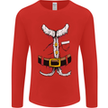 Christmas Santa Claus Fancy Dress Costume Mens Long Sleeve T-Shirt Red
