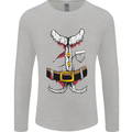 Christmas Santa Claus Fancy Dress Costume Mens Long Sleeve T-Shirt Sports Grey
