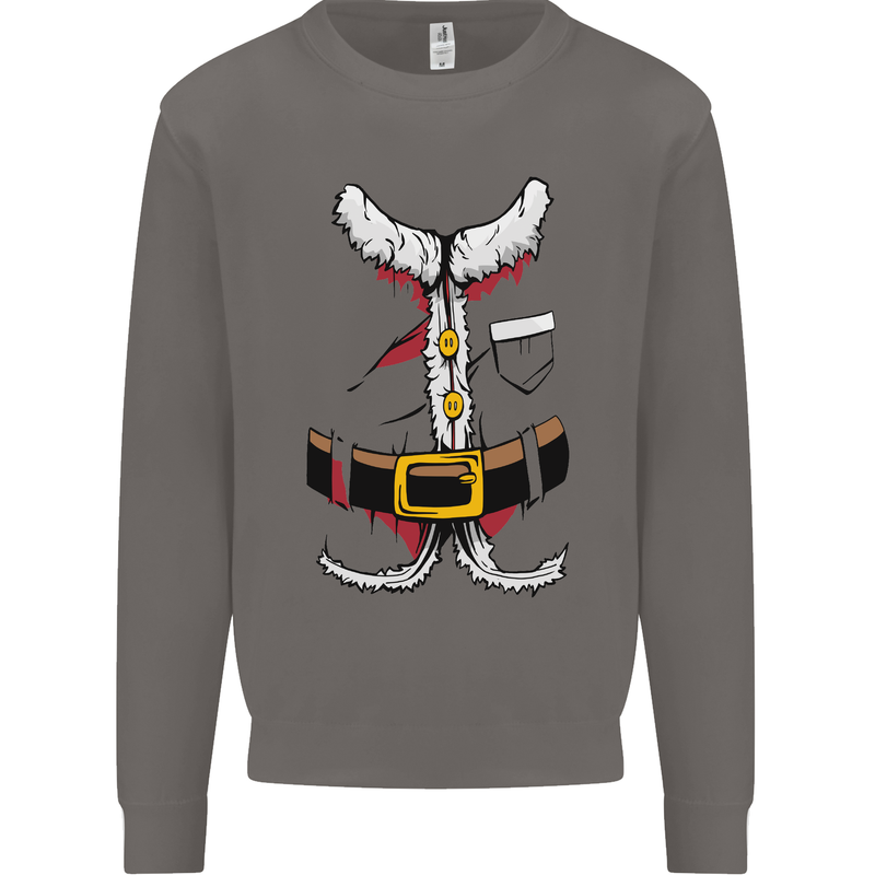 Christmas Santa Claus Fancy Dress Costume Mens Sweatshirt Jumper Charcoal