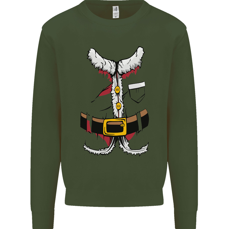 Christmas Santa Claus Fancy Dress Costume Mens Sweatshirt Jumper Forest Green
