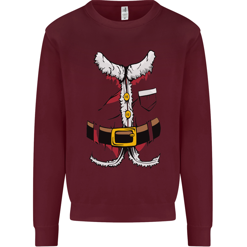 Christmas Santa Claus Fancy Dress Costume Mens Sweatshirt Jumper Maroon