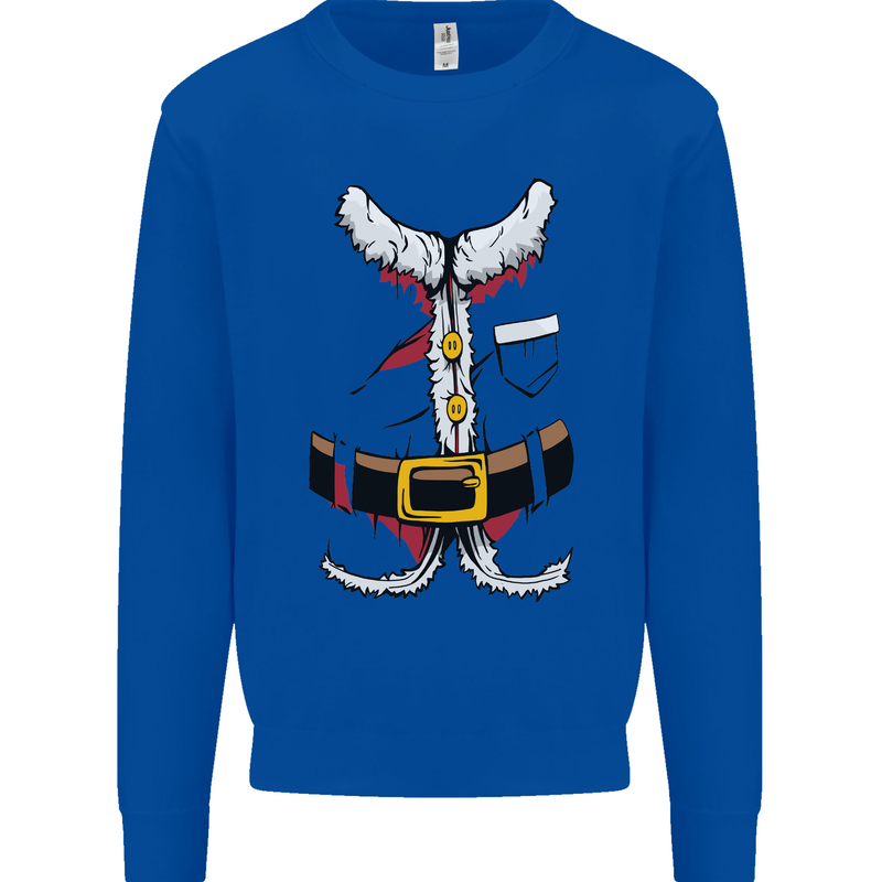 Christmas Santa Claus Fancy Dress Costume Mens Sweatshirt Jumper Royal Blue