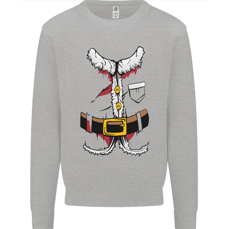 Christmas Santa Claus Fancy Dress Costume Mens Sweatshirt Jumper Sports Grey