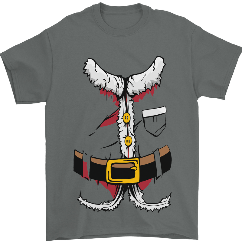 Christmas Santa Claus Fancy Dress Costume Mens T-Shirt Cotton Gildan Charcoal