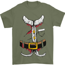 Christmas Santa Claus Fancy Dress Costume Mens T-Shirt Cotton Gildan Military Green