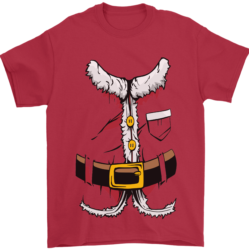 Christmas Santa Claus Fancy Dress Costume Mens T-Shirt Cotton Gildan Red