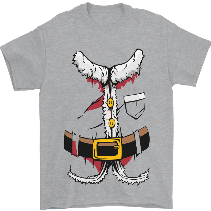 Christmas Santa Claus Fancy Dress Costume Mens T-Shirt Cotton Gildan Sports Grey