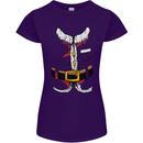 Christmas Santa Claus Fancy Dress Costume Womens Petite Cut T-Shirt Purple