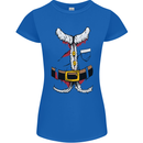 Christmas Santa Claus Fancy Dress Costume Womens Petite Cut T-Shirt Royal Blue