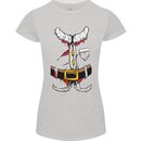 Christmas Santa Claus Fancy Dress Costume Womens Petite Cut T-Shirt Sports Grey