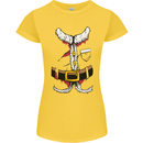 Christmas Santa Claus Fancy Dress Costume Womens Petite Cut T-Shirt Yellow