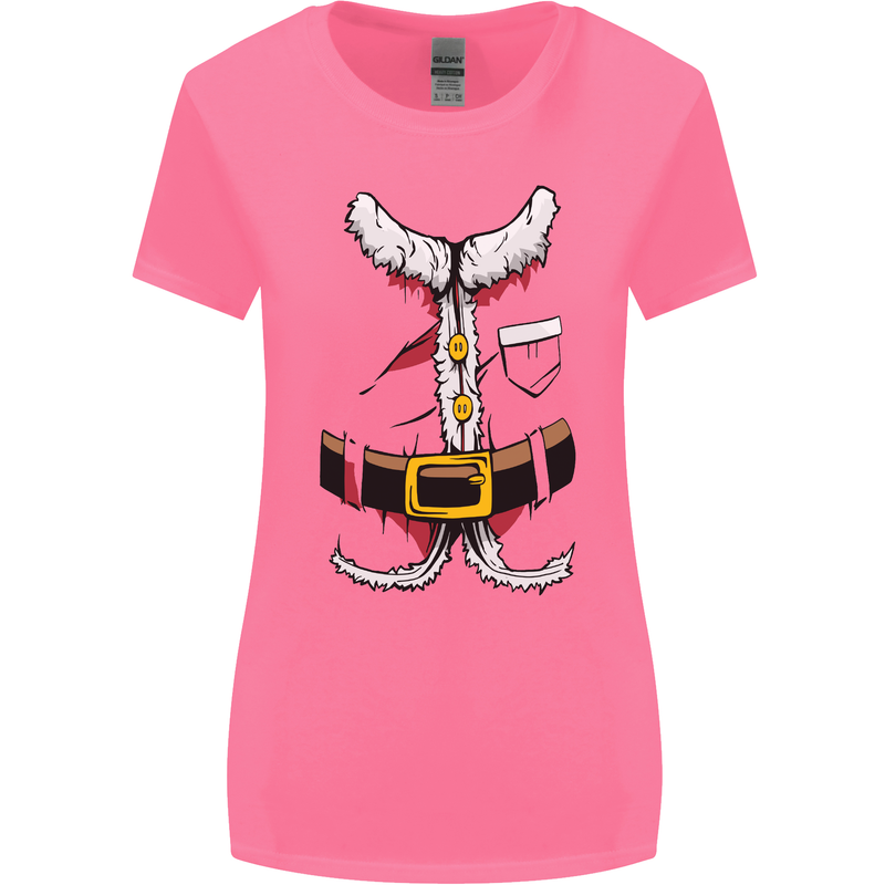 Christmas Santa Claus Fancy Dress Costume Womens Wider Cut T-Shirt Azalea