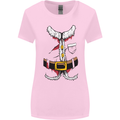 Christmas Santa Claus Fancy Dress Costume Womens Wider Cut T-Shirt Light Pink