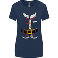 Christmas Santa Claus Fancy Dress Costume Womens Wider Cut T-Shirt Navy Blue