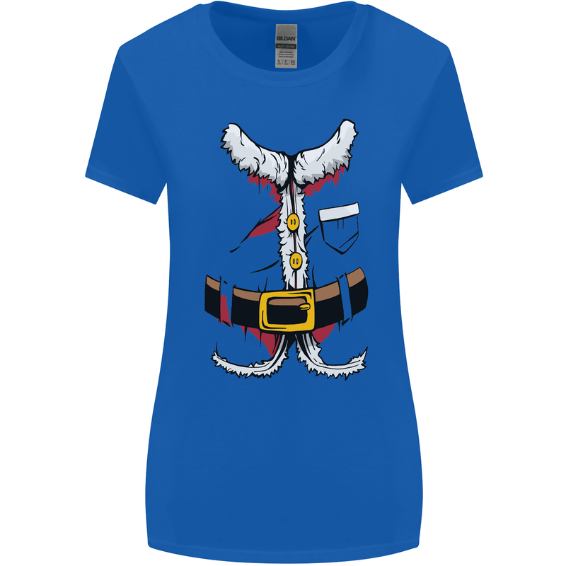 Christmas Santa Claus Fancy Dress Costume Womens Wider Cut T-Shirt Royal Blue