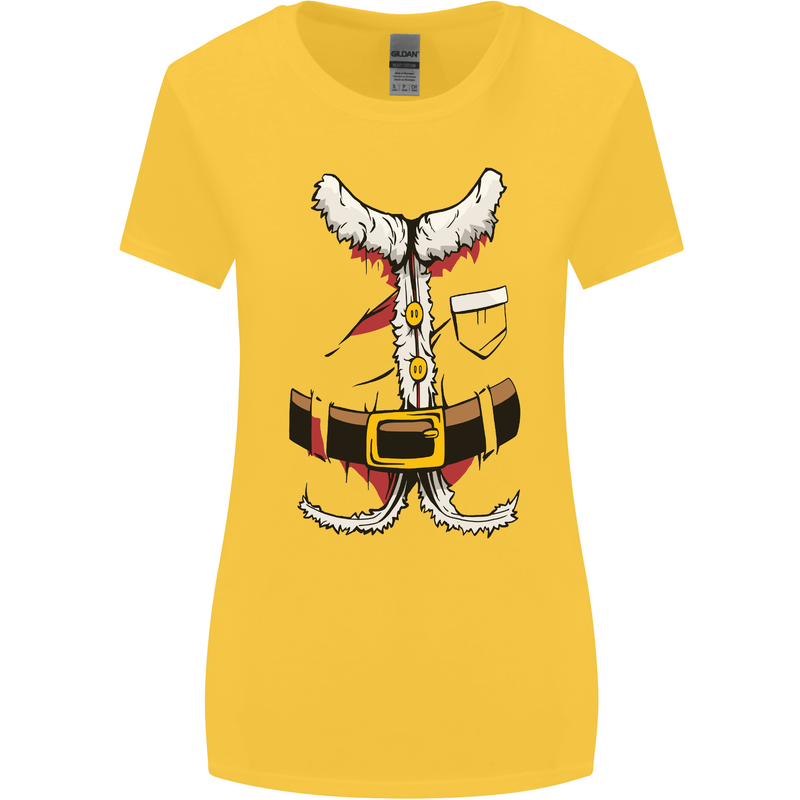 Christmas Santa Claus Fancy Dress Costume Womens Wider Cut T-Shirt Yellow