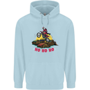 Christmas Santa Motocross Dirt Bike Childrens Kids Hoodie Light Blue