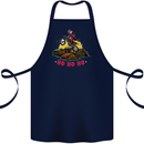 Christmas Santa Motocross Dirt Bike Cotton Apron 100% Organic Navy Blue