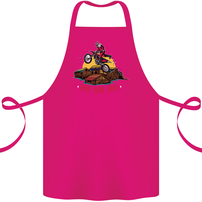 Christmas Santa Motocross Dirt Bike Cotton Apron 100% Organic Pink
