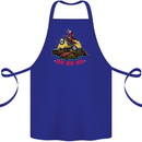 Christmas Santa Motocross Dirt Bike Cotton Apron 100% Organic Royal Blue