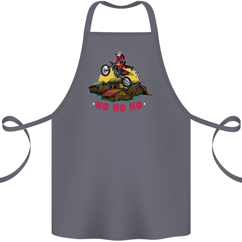 Christmas Santa Motocross Dirt Bike Cotton Apron 100% Organic Steel